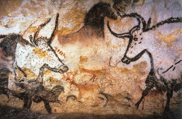 ラスコー洞窟の壁画　向き合う牛