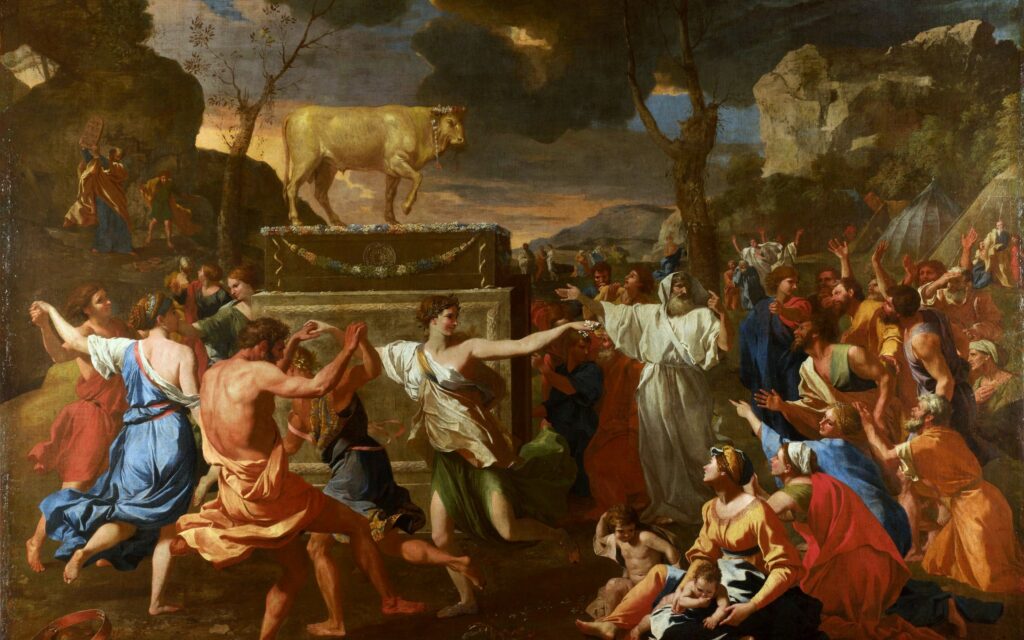 ニコラ・プッサン作「黄金の仔牛の崇拝」1633年