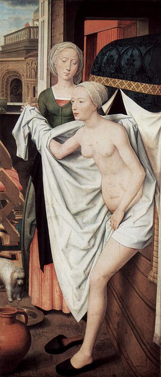 ハンス・メムリンク作「バト・シェバの水浴」1485年